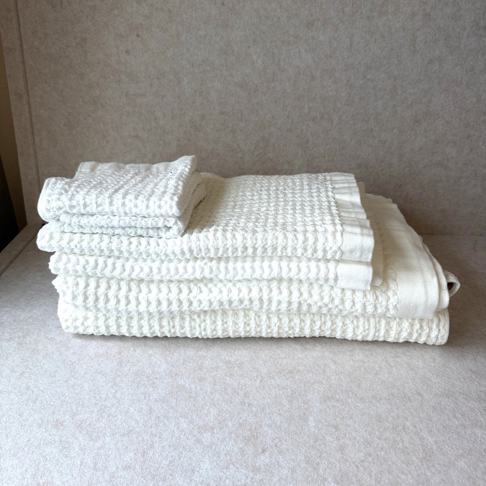 Onsen Supima Waffle 6pc Bath Sheet Bundle NWOT